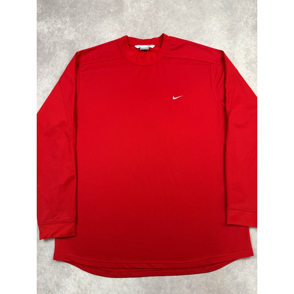 Nike Y2K 2000s‎ Men XL Red Long Sleeve Athletic Performance Shirt Swoosh Casual